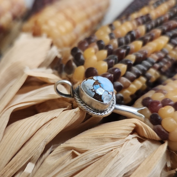 Stunning NWOT Native American Navajo Turquoise Squash Blossom Pendant 🩵🤎 - Picture 10 of 13